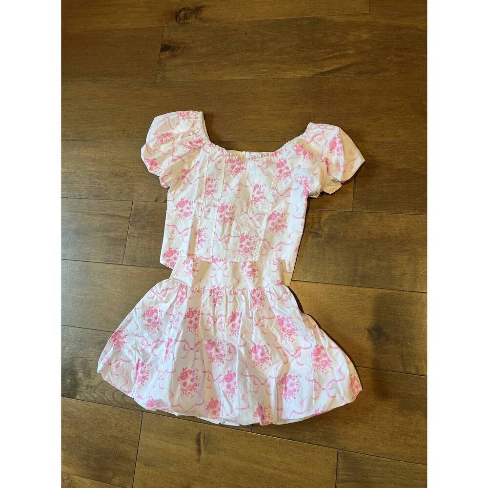 NEW FLOWERS BY ZOE girl's toile top in pink